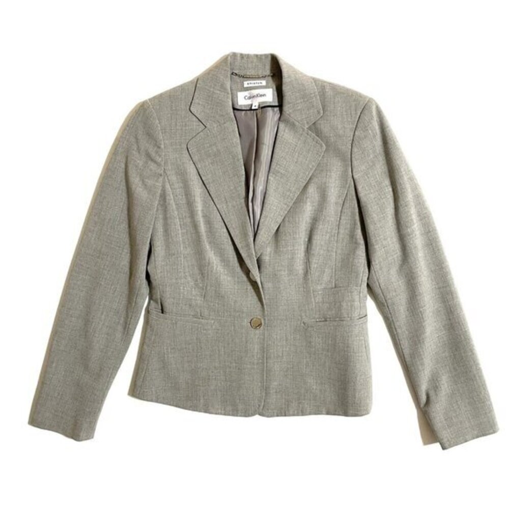 Calvin Klein Light Gray Blazer Jacket Two Button Women's Size 4